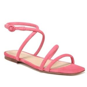 Veronica Beard Womens Maci Coral Pink Leather Square Toe Ankle Strap Shoes